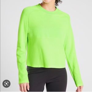 Athleta Turbo Seamless Crewneck Cropped Sweatshirt, Size M Medium, Neon Green